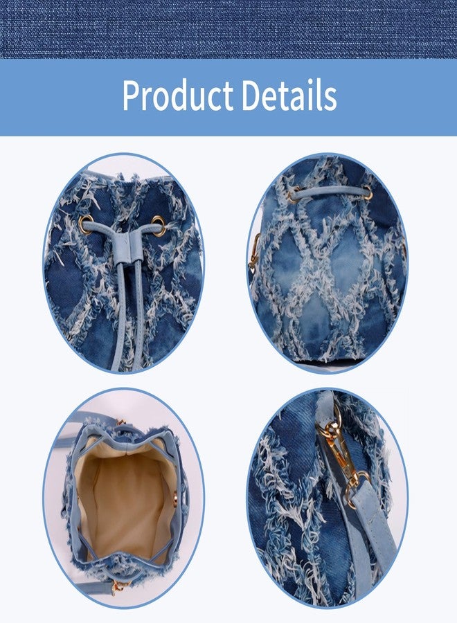 PASDUCHAS Denim Bags for Women 2025, Blue Jean Bucket Purses, Denim Handbag - Image 4